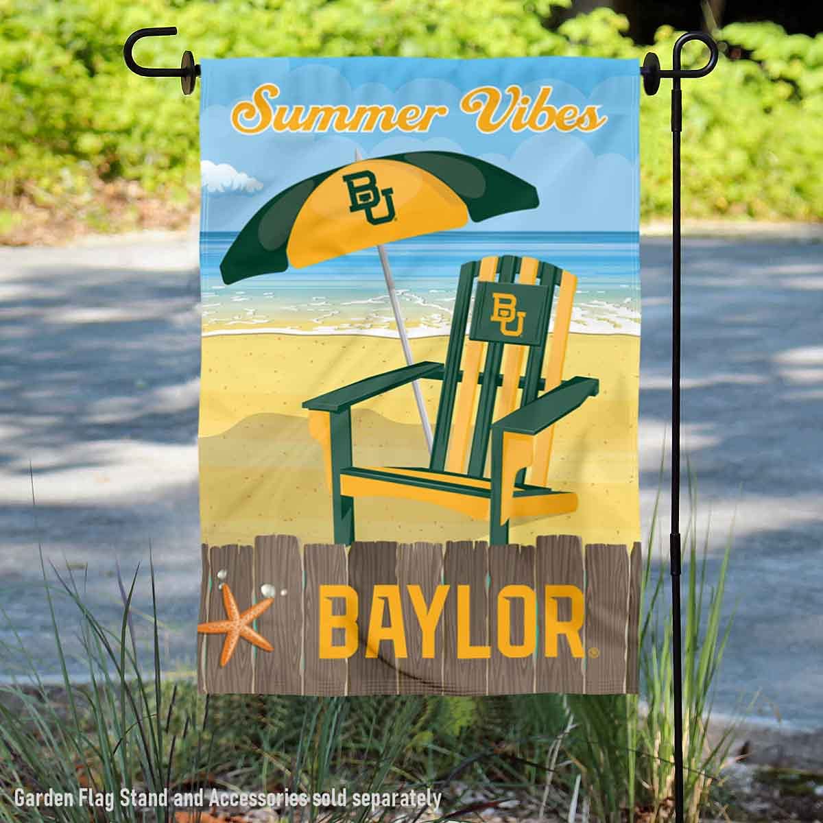 College Flags & Banners Co. Baylor Bears Summer Season Vibes Double Sided Garden Yard Flag - Sports Collectibles, Sports Memorabilia, Sports Fan Shop, Sports Gifts