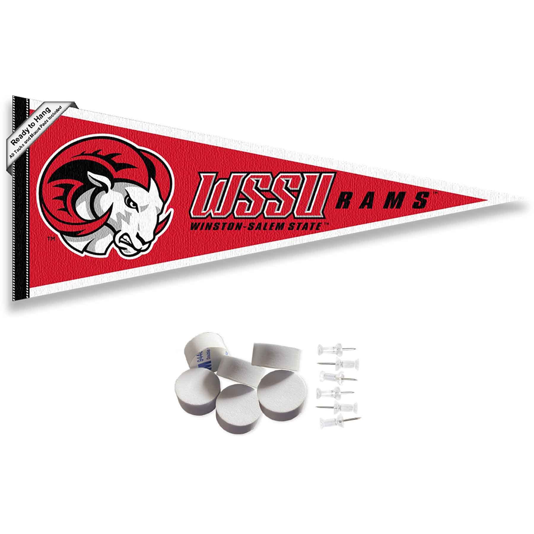 College Flags & Banners Co. Winston Salem State Rams Pennant Flag and Wall Tack Mount Pads - Sports Collectibles, Sports Memorabilia, Sports Fan Shop, Sports Gifts