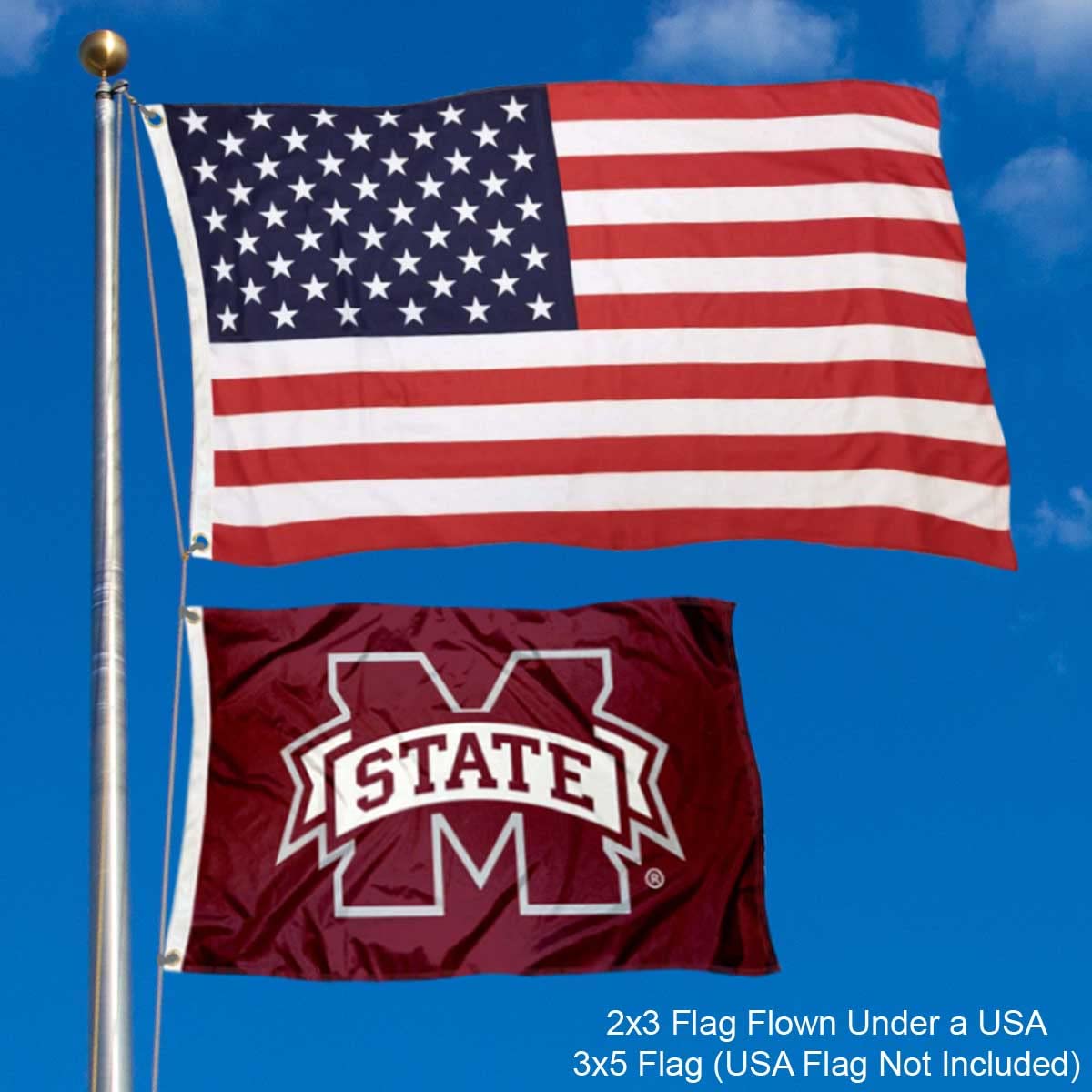 College Flags & Banners Co. Mississippi State Bulldogs 2x3 Foot Flag - Sports Collectibles, Sports Memorabilia, Sports Fan Shop, Sports Gifts