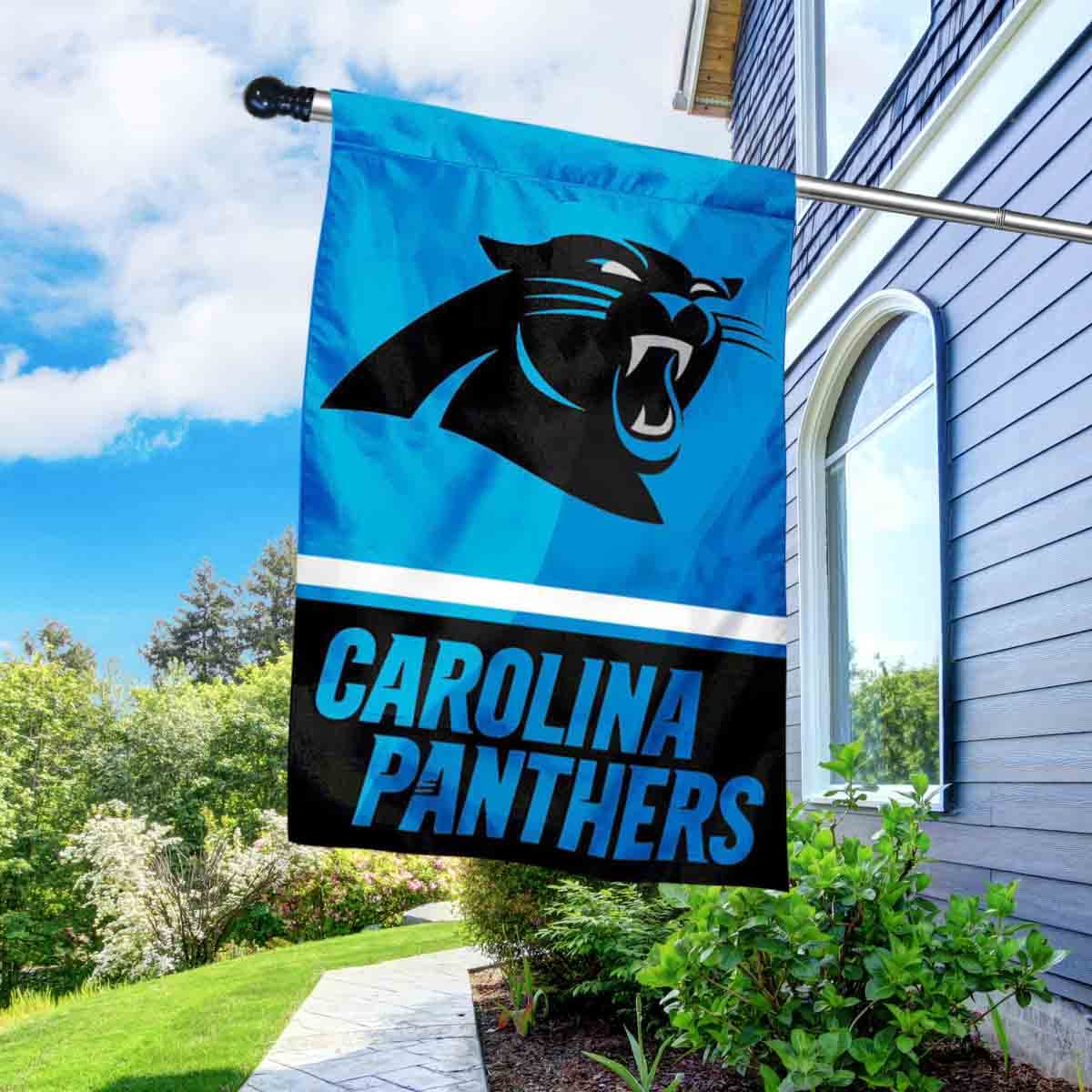 WinCraft Panthers Banner House Flag and 5 Foot Flagpole Set - Sports Collectibles, Sports Memorabilia, Sports Fan Shop, Sports Gifts