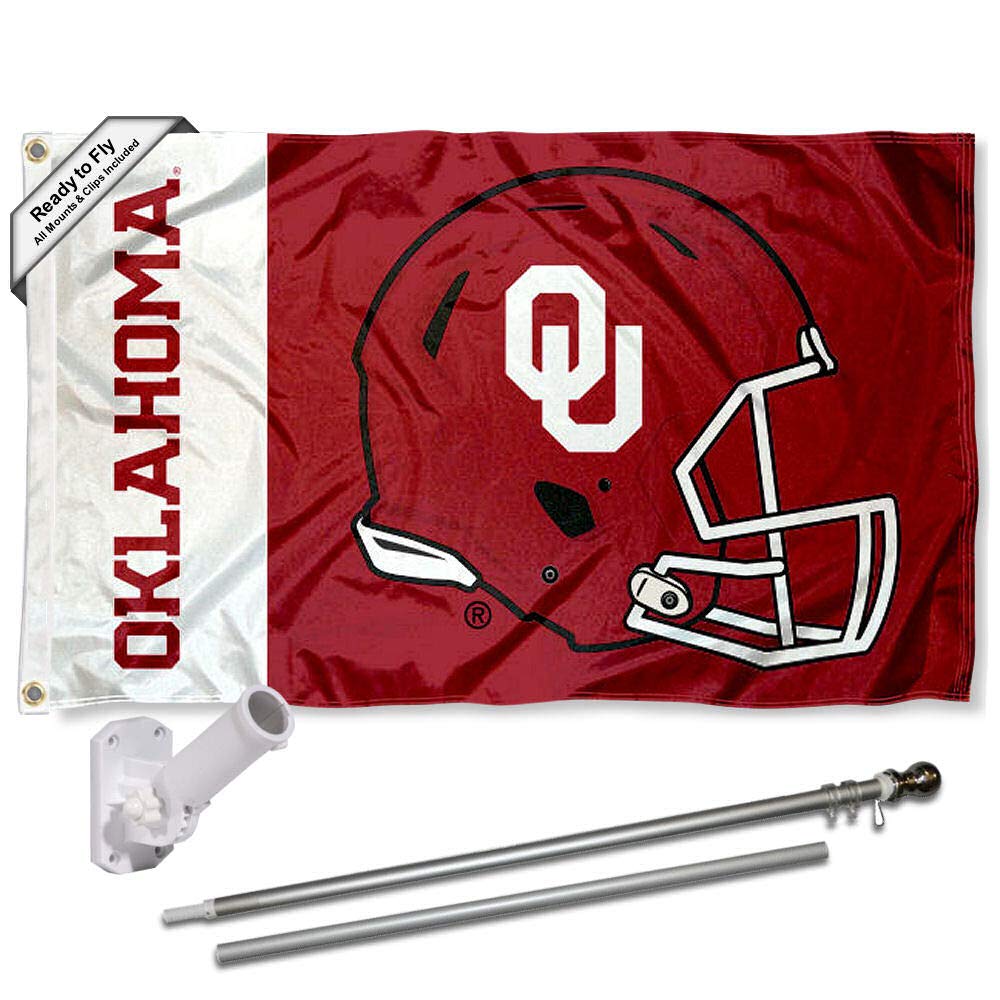 College Flags & Banners Co. Oklahoma Sooners Helmet Flag with Pole and Bracket Complete Set - Sports Collectibles, Sports Memorabilia, Sports Fan Shop, Sports Gifts