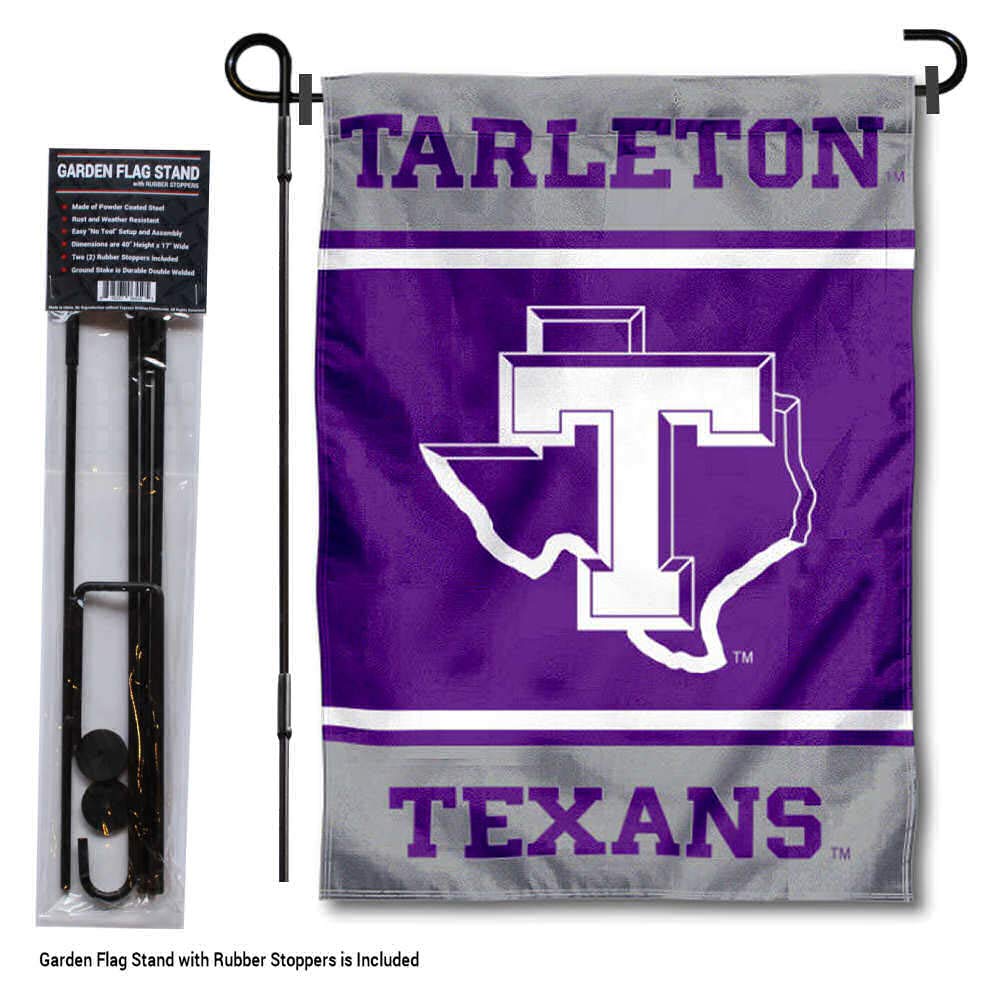 College Flags & Banners Co. Tarleton State Texans Garden Flag with Stand Holder - Sports Collectibles, Sports Memorabilia, Sports Fan Shop, Sports Gifts