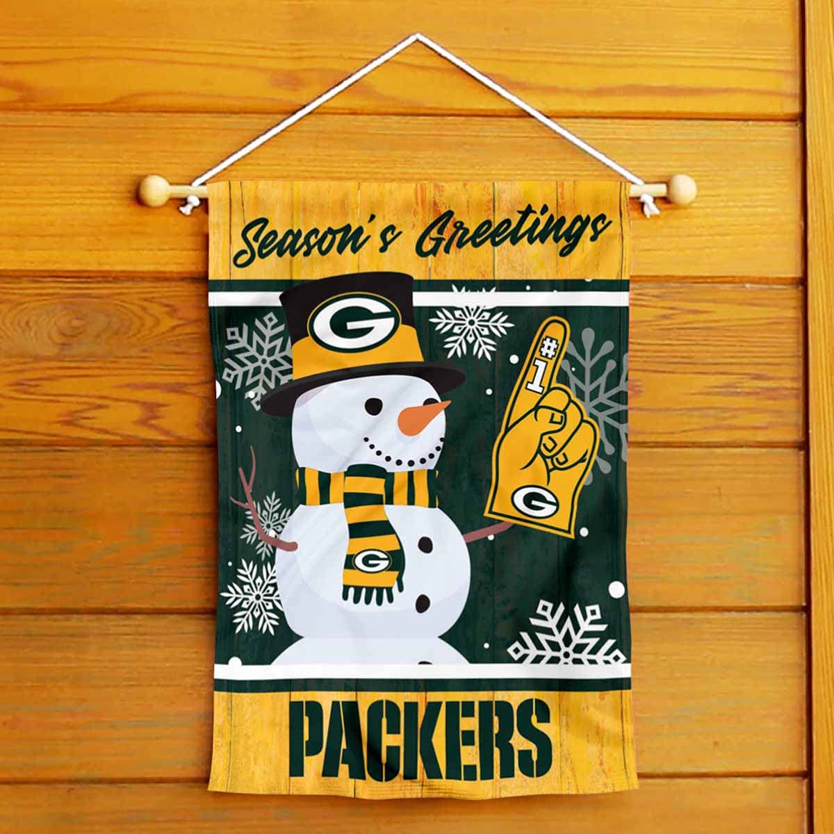 Green Bay Packers Holiday Winter Snow Garden Flag Double Sided Banner - Sports Collectibles, Sports Memorabilia, Sports Fan Shop, Sports Gifts