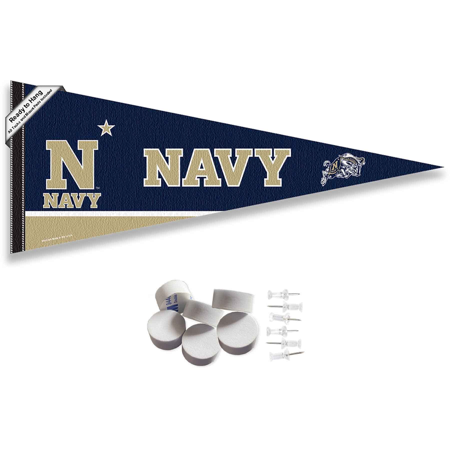 College Flags & Banners Co. US Navy Midshipmen Pennant Flag and Wall Tack Mount Pads - Sports Collectibles, Sports Memorabilia, Sports Fan Shop, Sports Gifts