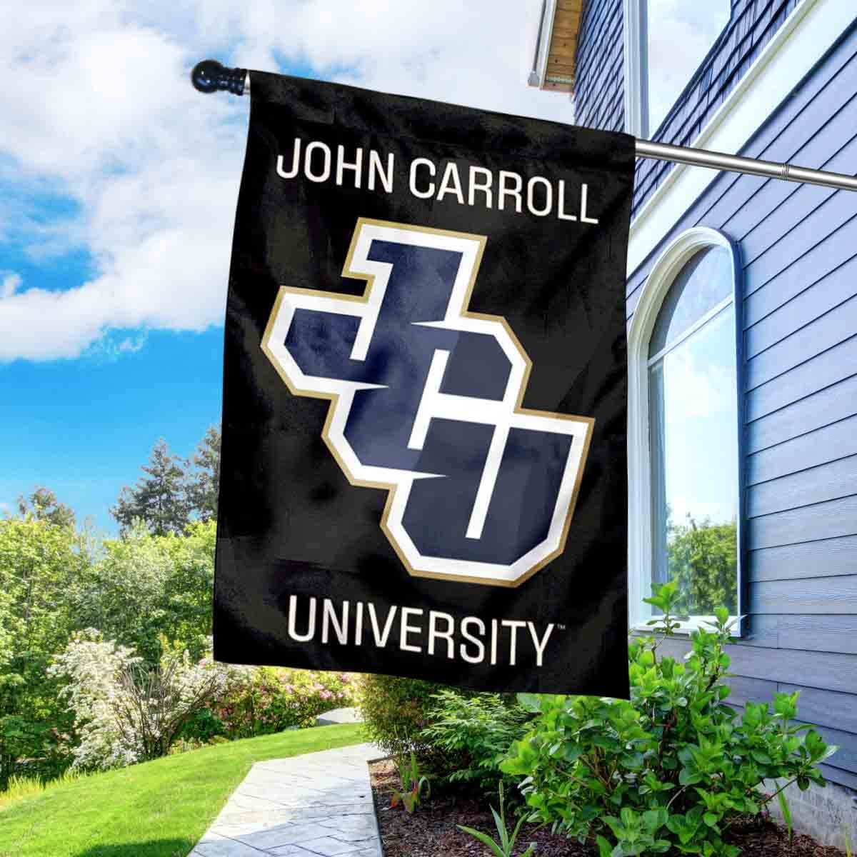 John Carroll Blue Streaks Logo Double Sided House Flag with Flag Pole Set - Sports Collectibles, Sports Memorabilia, Sports Fan Shop, Sports Gifts