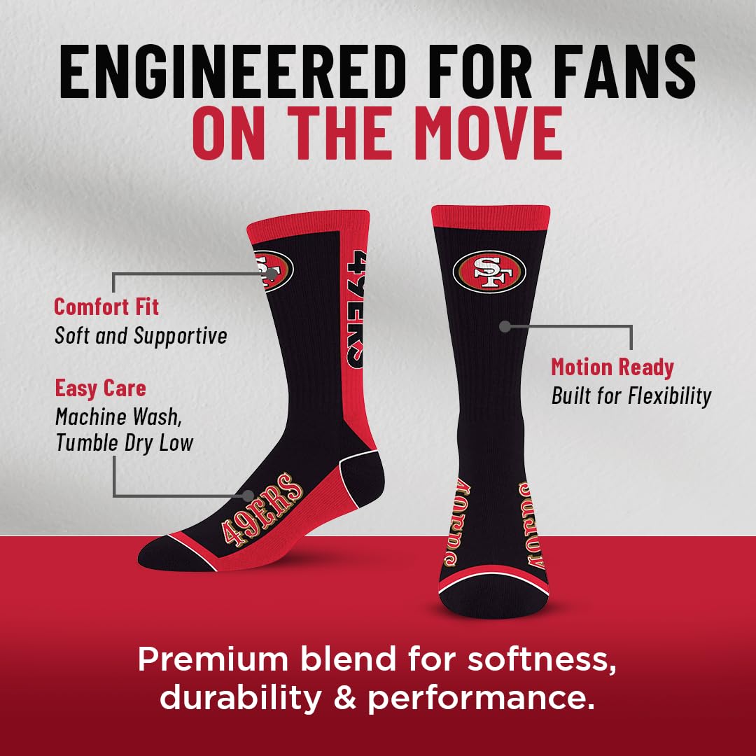 For Bare Feet NFL SAN FRANCISCO 49ERS MVP Crew Sock Team Color Large - Sports Gifts, Sports Memorabilia, Sports Collectibles, Fan Shop
