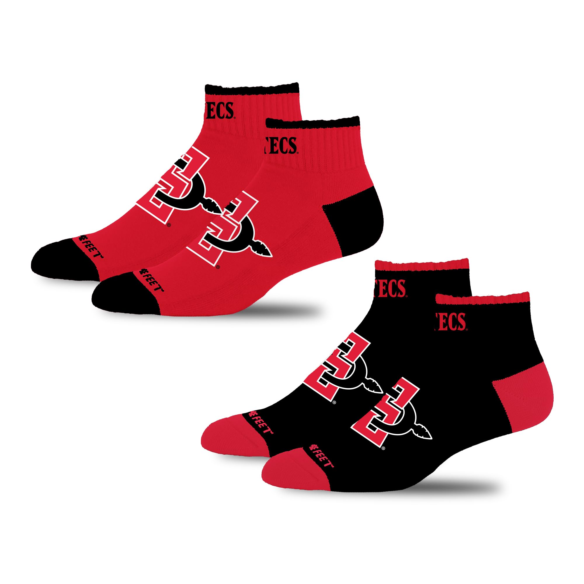 For Bare Feet NCAA SAN DIEGO STATE AZTECS Front and Center 2 Pack Team Colors Large - Sports Gifts, Sports Memorabilia, Sports Collectibles, Fan Shop