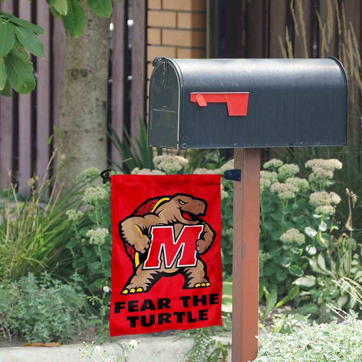 College Flags & Banners Co. University of Maryland Garden Flag and Mailbox Post Pole Mount Holder Set - Sports Collectibles, Sports Memorabilia, Sports Fan Shop, Sports Gifts
