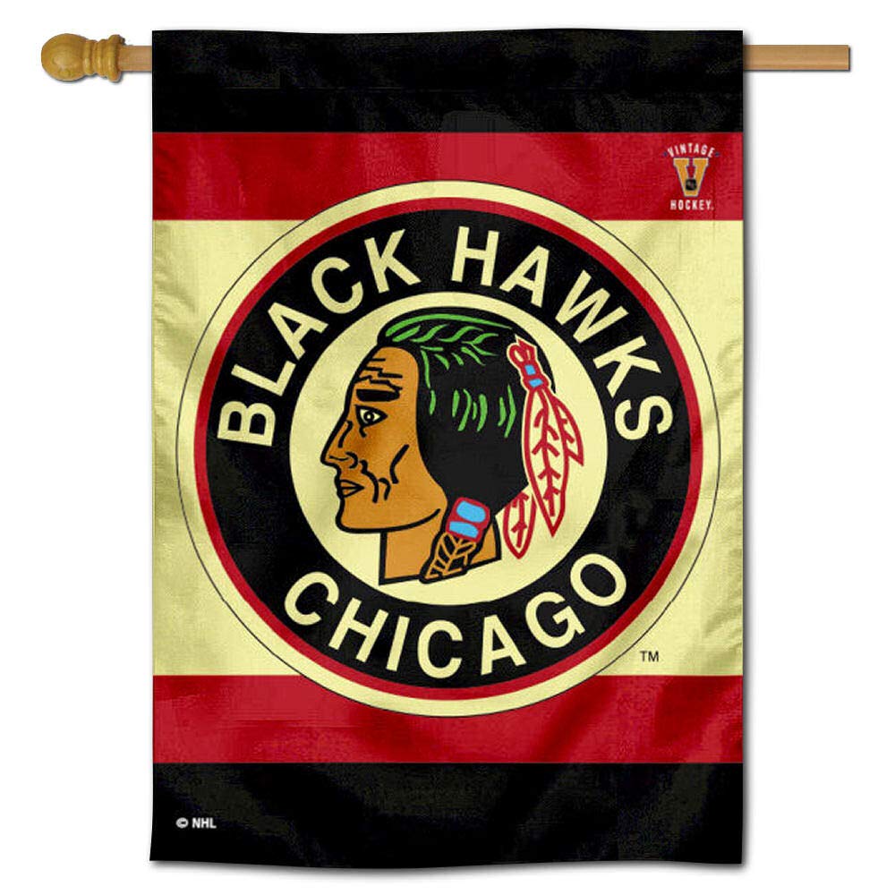 WinCraft Chicago Blackhawks Vintage Retro Two Sided House Flag - Sports Collectibles, Sports Memorabilia, Sports Fan Shop, Sports Gifts