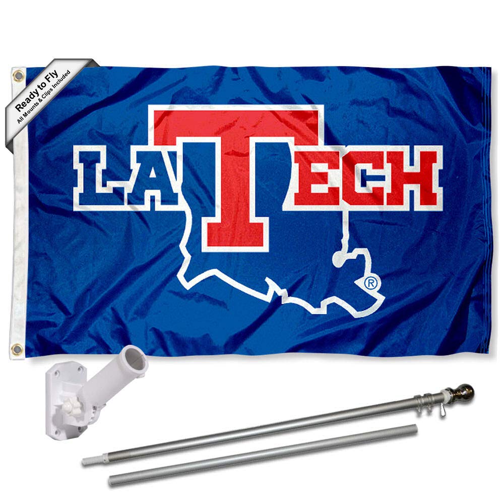LA Tech 3x5 Flag and Pole Bracket Mount Bundle - Sports Collectibles, Sports Memorabilia, Sports Fan Shop, Sports Gifts