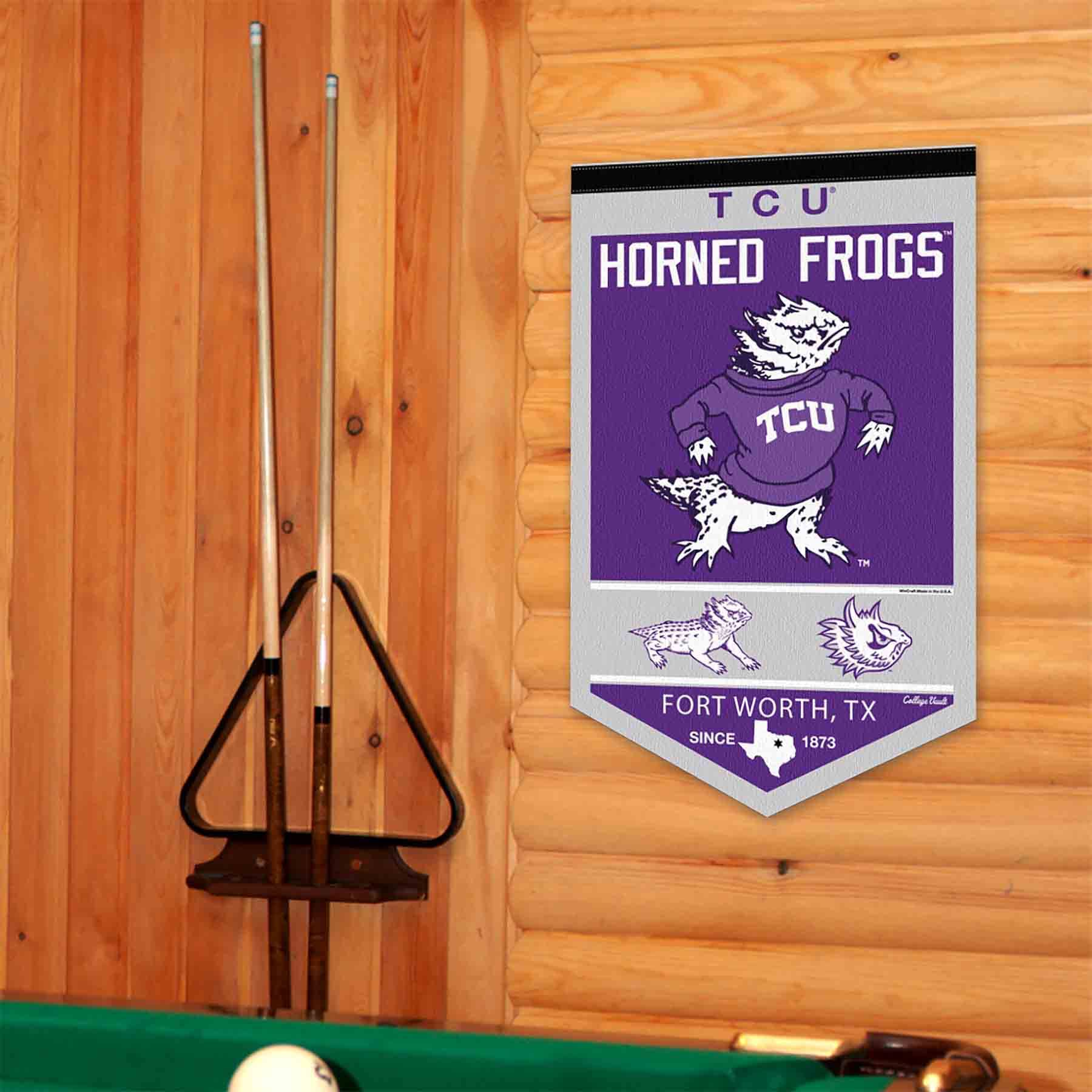 College Flags & Banners Co. Texas Christian Horned Frogs Heritage History Banner Pennant - Sports Collectibles, Sports Memorabilia, Sports Fan Shop, Sports Gifts