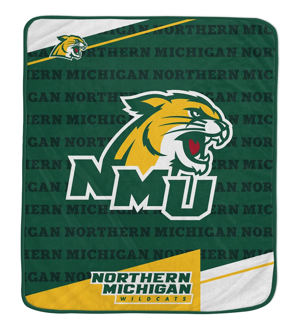 Pegasus Sports NCAA Northern Michigan Wildcats Diagonal Ghost Ultra Soft Blanket - Sports Gifts, Sports Memorabilia, Sports Collectibles, Fan Shop