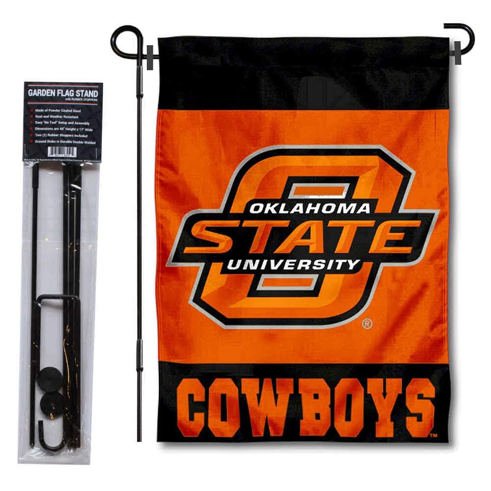 College Flags & Banners Co. Oklahoma State Cowboys Garden and USA Flag Stand Pole Holder Set - Sports Collectibles, Sports Memorabilia, Sports Fan Shop, Sports Gifts