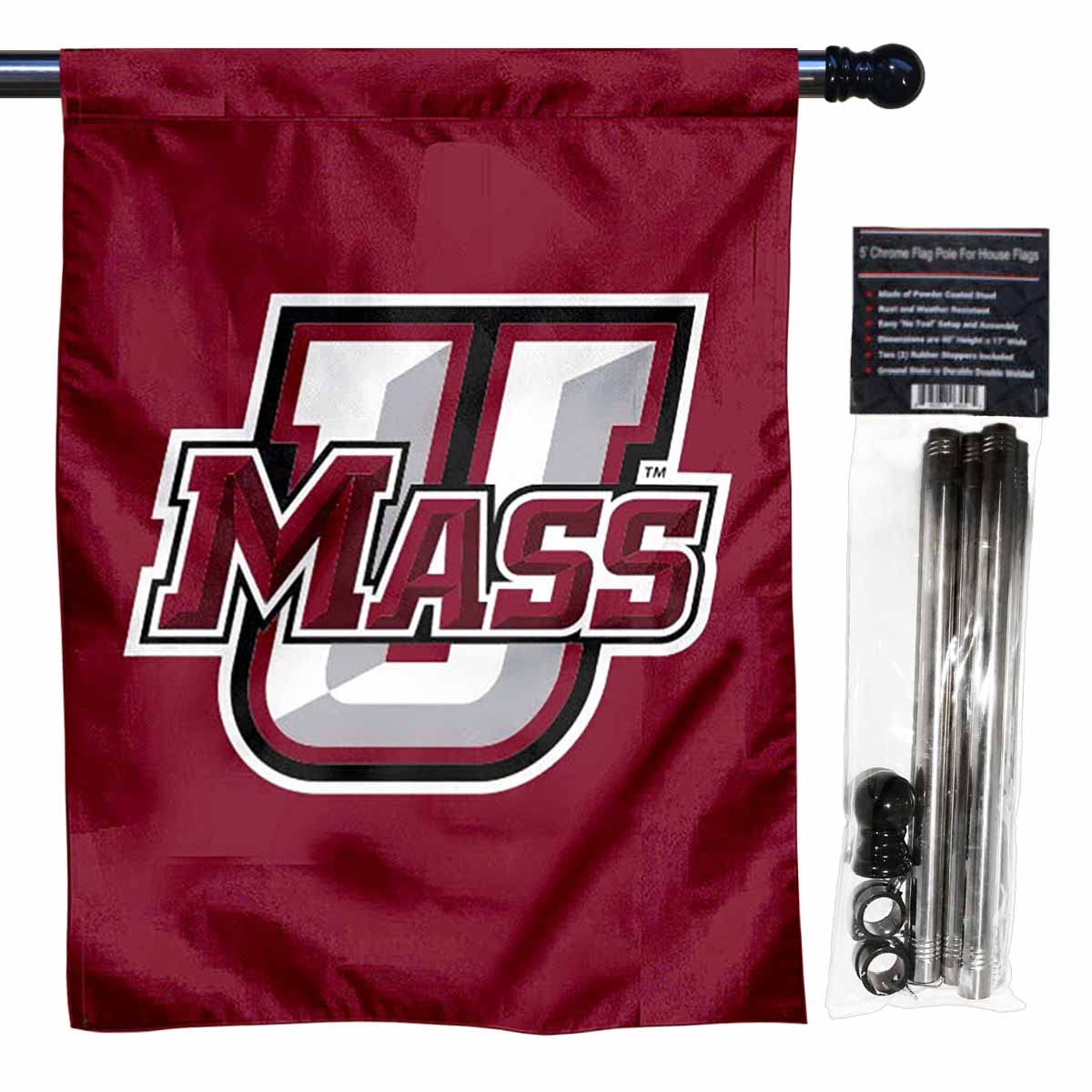 Massachusetts Minutemen House Flag with Flag Pole Set - Sports Collectibles, Sports Memorabilia, Sports Fan Shop, Sports Gifts
