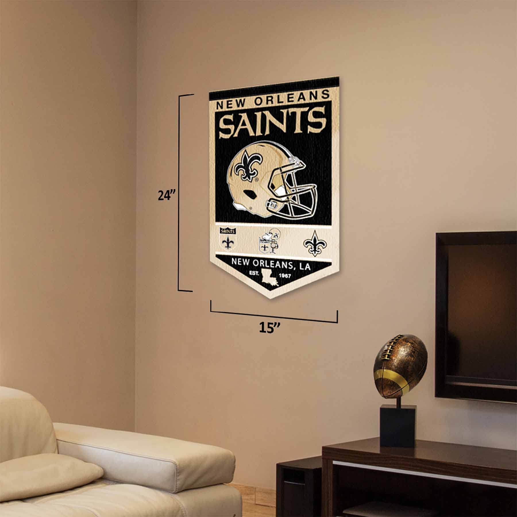 WinCraft New Orleans Saints Heritage History Banner Pennant - Sports Collectibles, Sports Memorabilia, Sports Fan Shop, Sports Gifts
