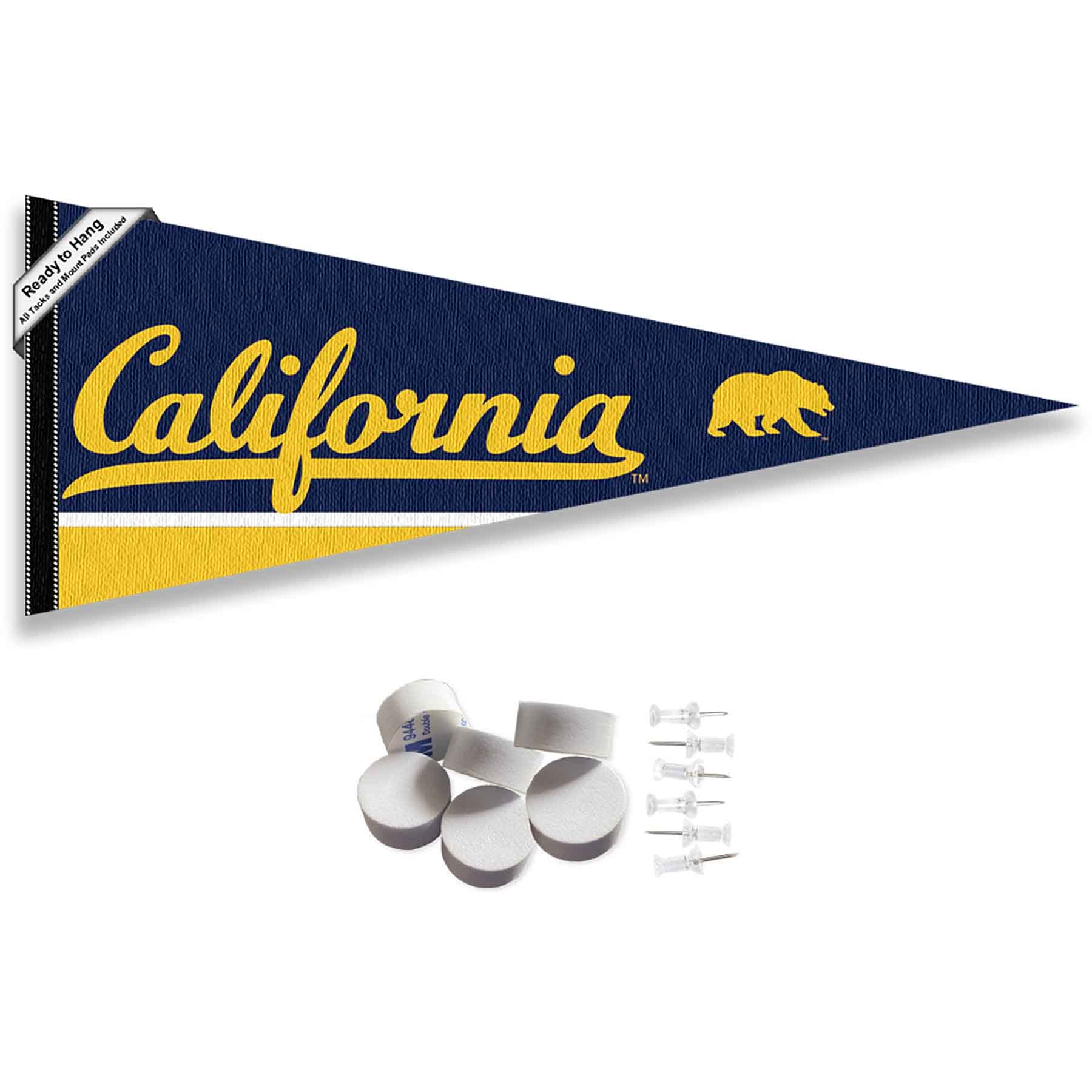 College Flags & Banners Co. Cal Berkeley Golden Bears Pennant Flag and Wall Tack Mount Pads - Sports Collectibles, Sports Memorabilia, Sports Fan Shop, Sports Gifts