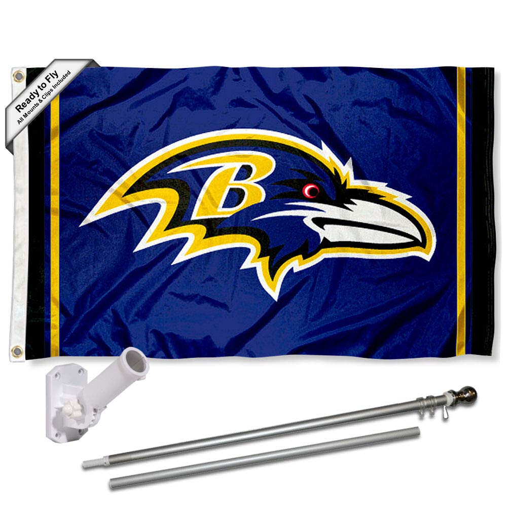WinCraft Baltimore Ravens Flag Pole and Bracket Kit - Sports Collectibles, Sports Memorabilia, Sports Fan Shop, Sports Gifts