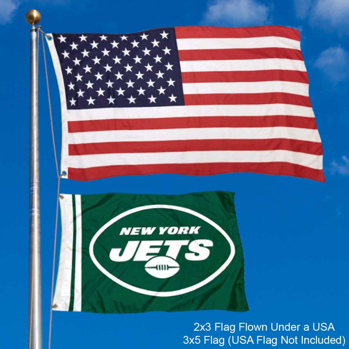 New York Jets Wordmark 2x3 Foot Small Flag - Sports Collectibles, Sports Memorabilia, Sports Fan Shop, Sports Gifts
