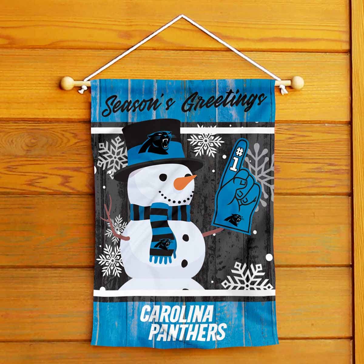 Carolina Panthers Holiday Winter Snow Garden Flag Double Sided Banner - Sports Collectibles, Sports Memorabilia, Sports Fan Shop, Sports Gifts