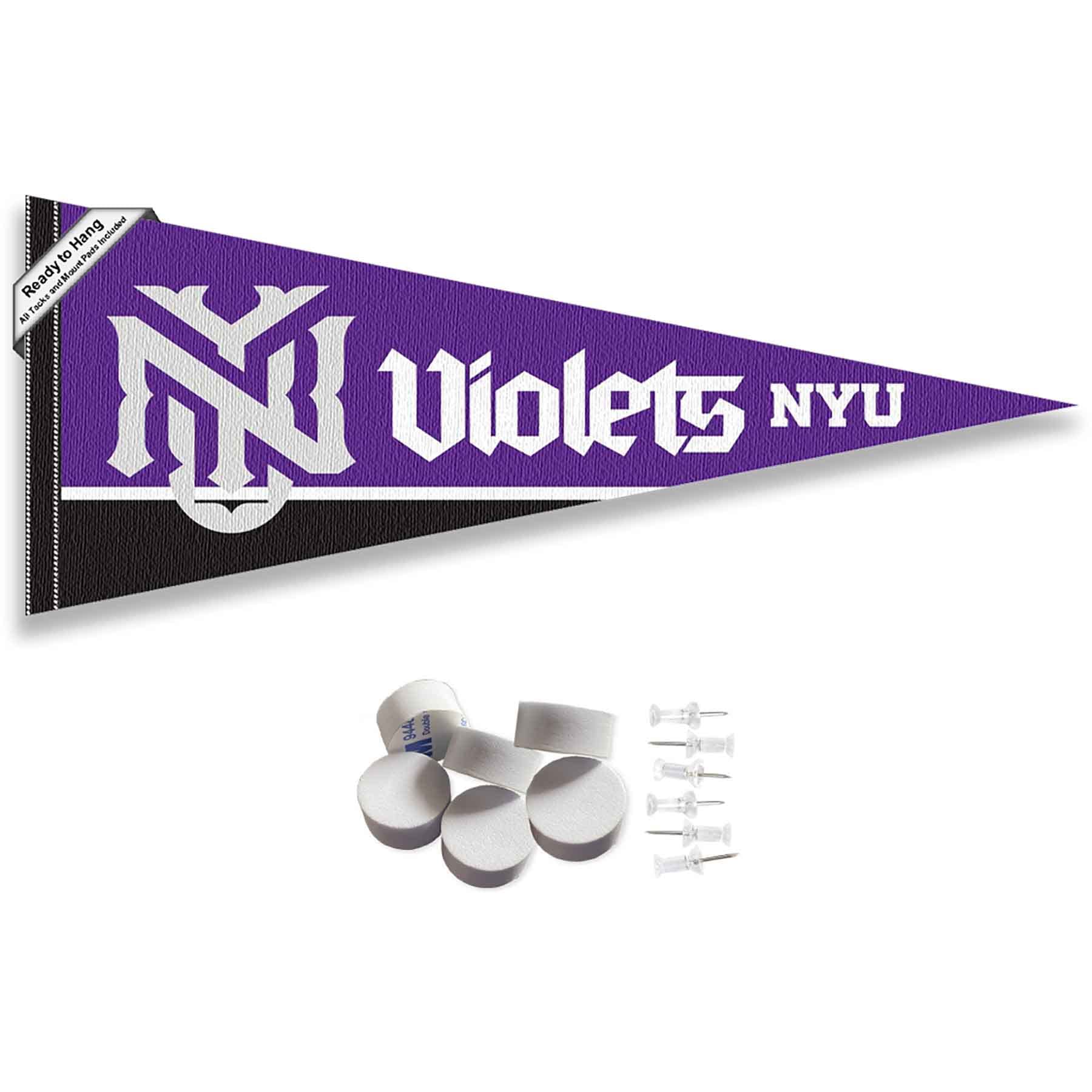 College Flags & Banners Co. New York Violets Pennant Flag and Wall Tack Mount Pads - Sports Collectibles, Sports Memorabilia, Sports Fan Shop, Sports Gifts
