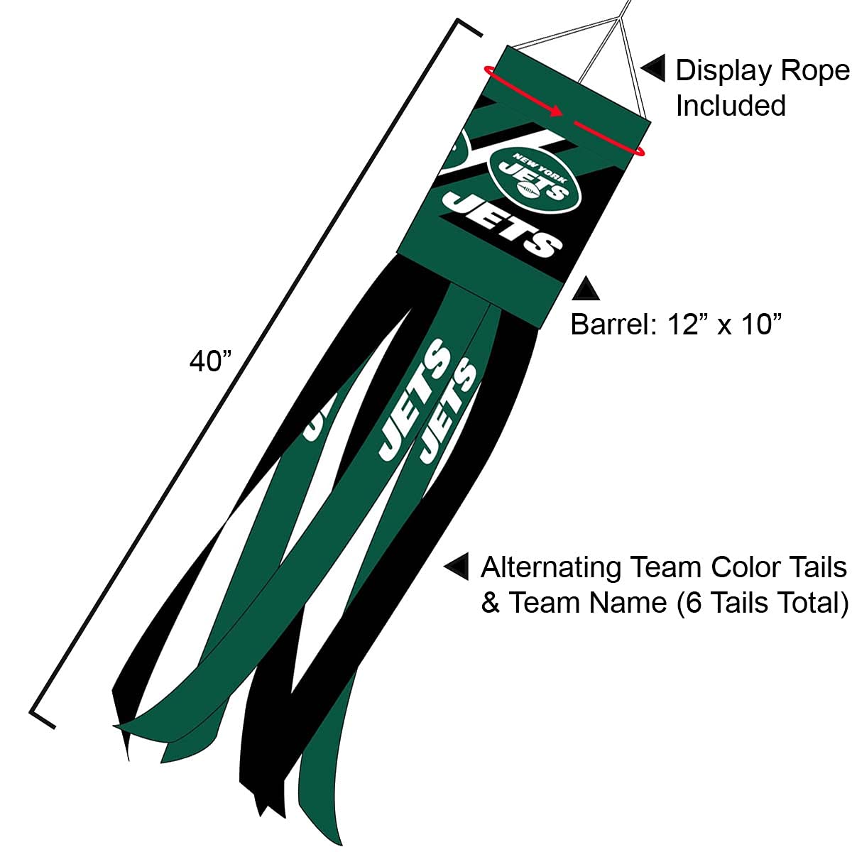 New York Jets Team Windsock - Sports Collectibles, Sports Memorabilia, Sports Fan Shop, Sports Gifts