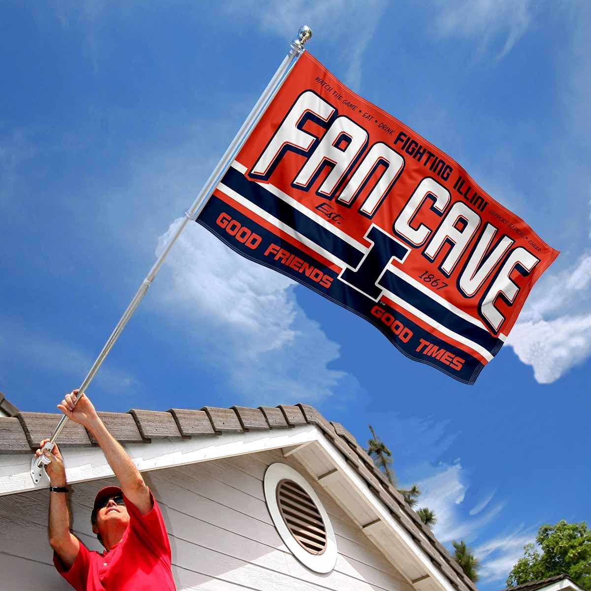 Illinois Fighting Illini Fan Man Cave Banner Flag - Sports Collectibles, Sports Memorabilia, Sports Fan Shop, Sports Gifts