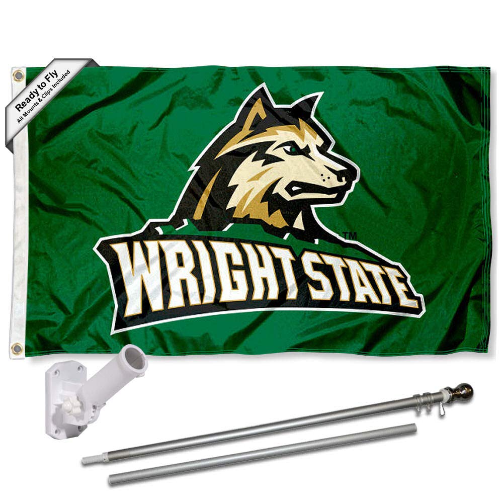 College Flags & Banners Co. WSU Raiders New Logo Flag and Pole Bracket Mount Bundle - Sports Collectibles, Sports Memorabilia, Sports Fan Shop, Sports Gifts