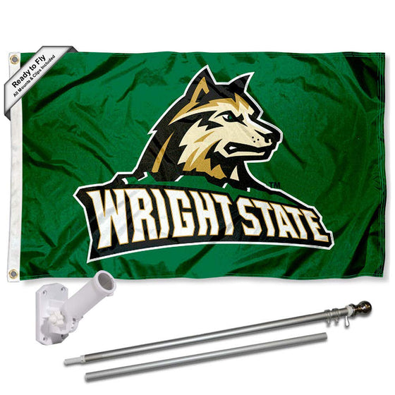 College Flags & Banners Co. WSU Raiders New Logo Flag and Pole Bracket Mount Bundle - Sports Collectibles, Sports Memorabilia, Sports Fan Shop, Sports Gifts