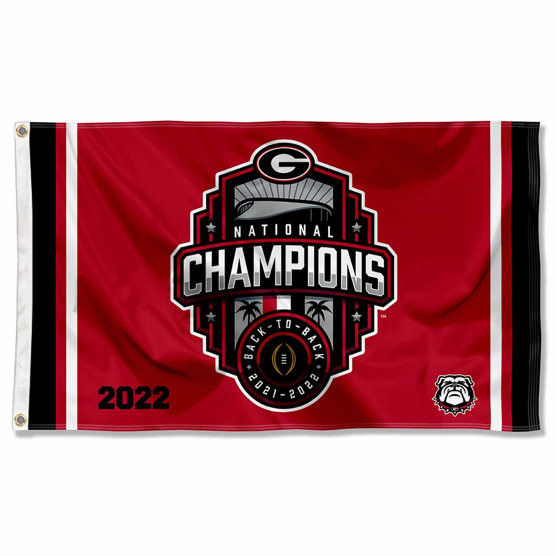 UGA Bulldogs 2022 College Football National Champions 3x5 Grommet Flag - Sports Collectibles, Sports Memorabilia, Sports Fan Shop, Sports Gifts