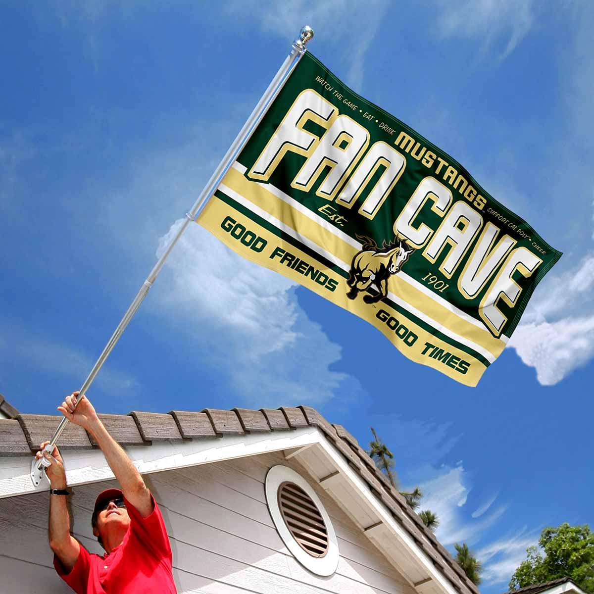 Cal Poly Mustangs Fan Man Cave Banner Flag - Sports Collectibles, Sports Memorabilia, Sports Fan Shop, Sports Gifts