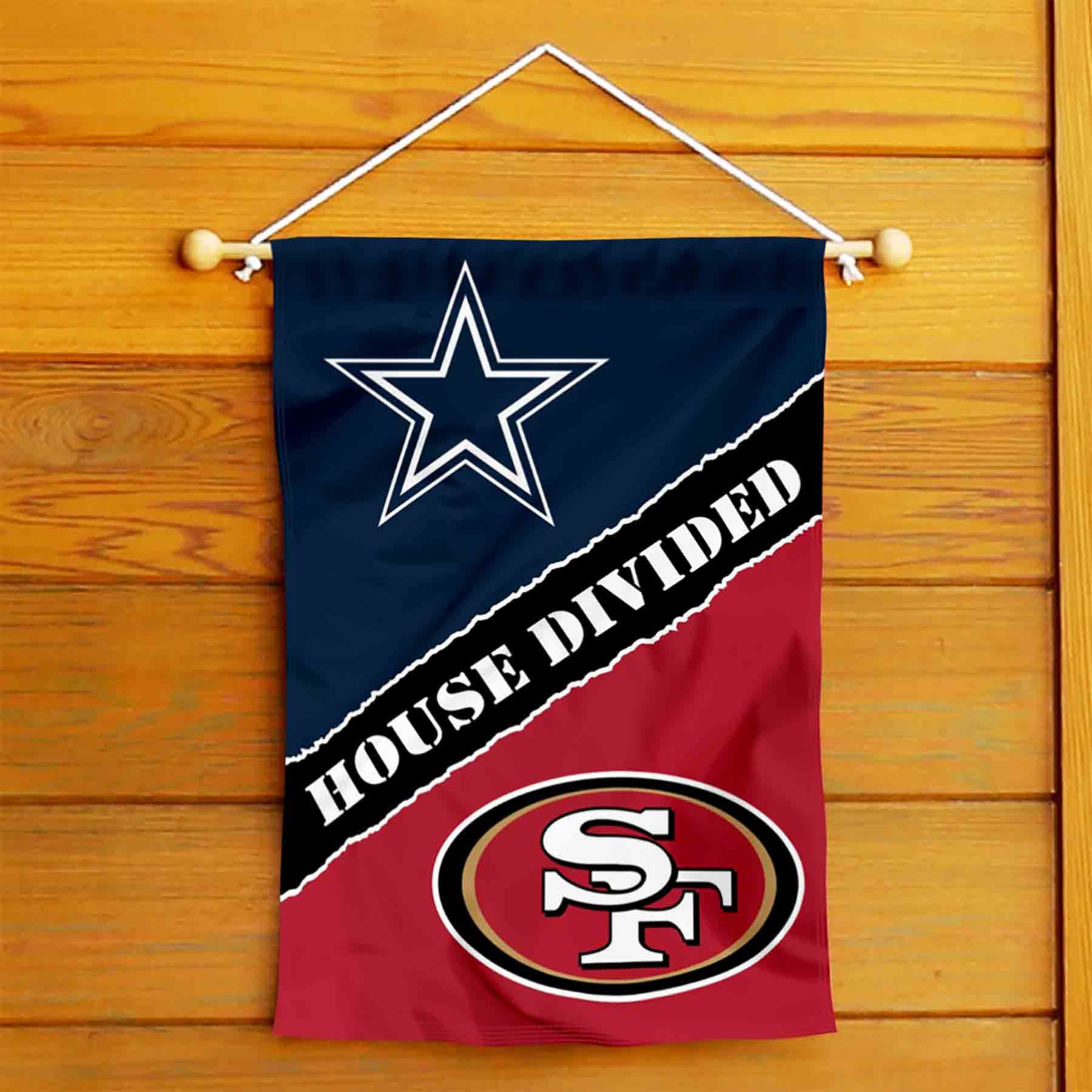 WinCraft House Divided Cowboys and 49ers Double Sided Garden Flag - Sports Collectibles, Sports Memorabilia, Sports Fan Shop, Sports Gifts