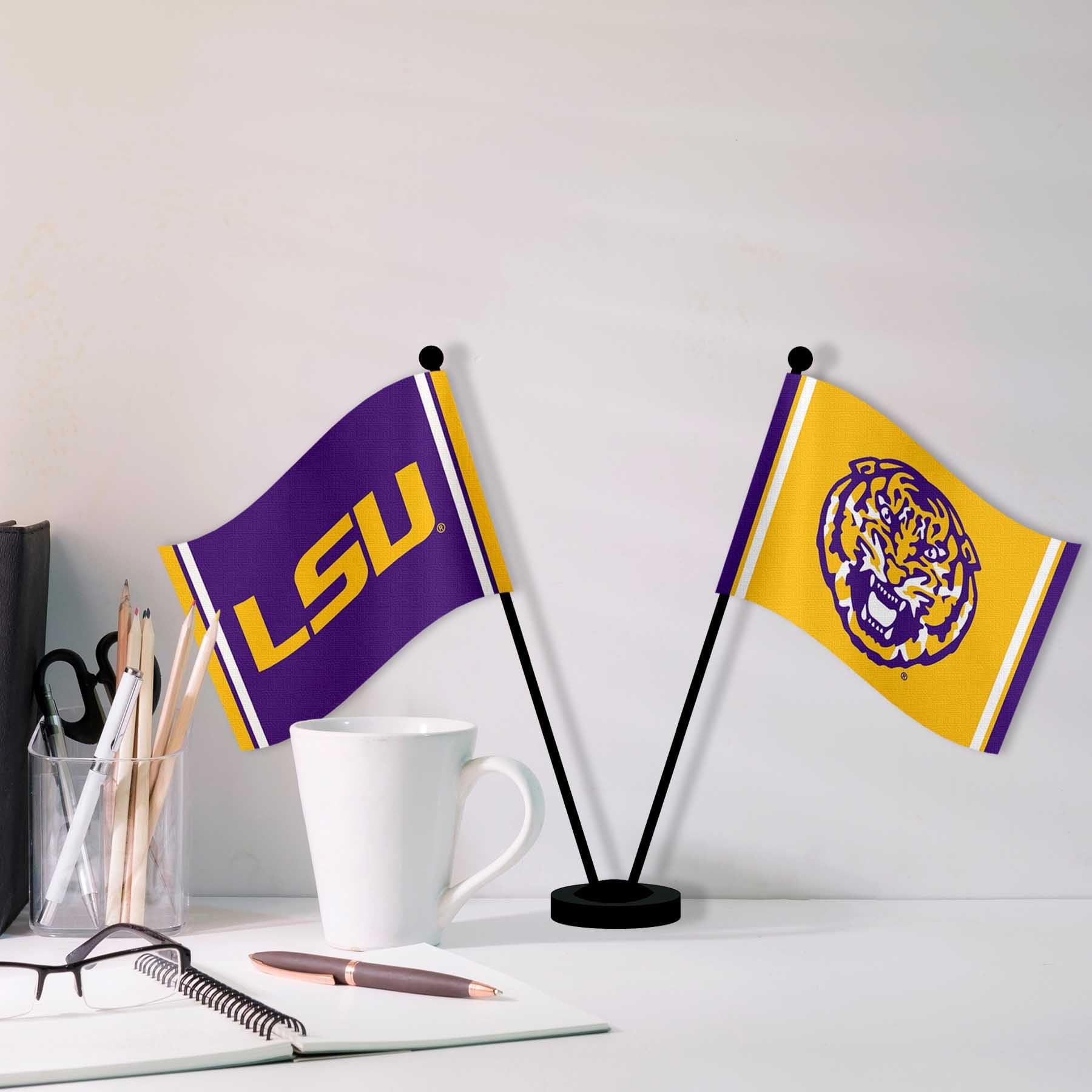 WinCraft Louisiana State LSU Tigers Desk and Table Top Flags - Sports Collectibles, Sports Memorabilia, Sports Fan Shop, Sports Gifts
