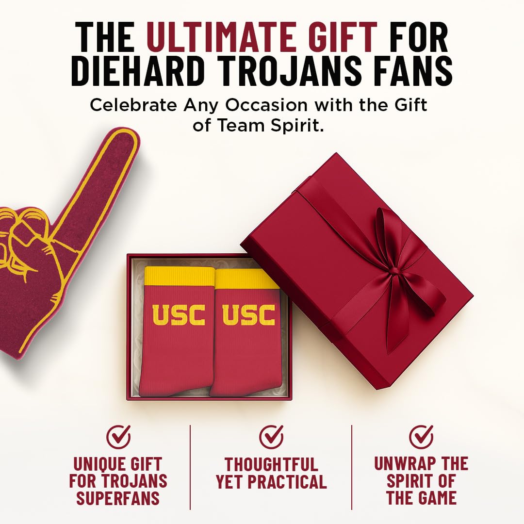 For Bare Feet NCAA USC TROJANS MVP Crew Sock Team Color Large - Sports Gifts, Sports Memorabilia, Sports Collectibles, Fan Shop