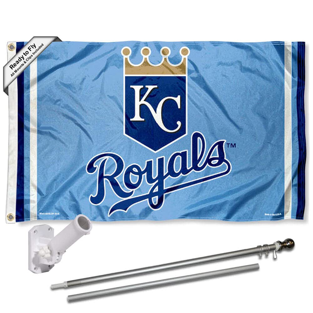 WinCraft Kansas City Royals Powder Blue Flag Pole and Bracket Set - Sports Collectibles, Sports Memorabilia, Sports Fan Shop, Sports Gifts