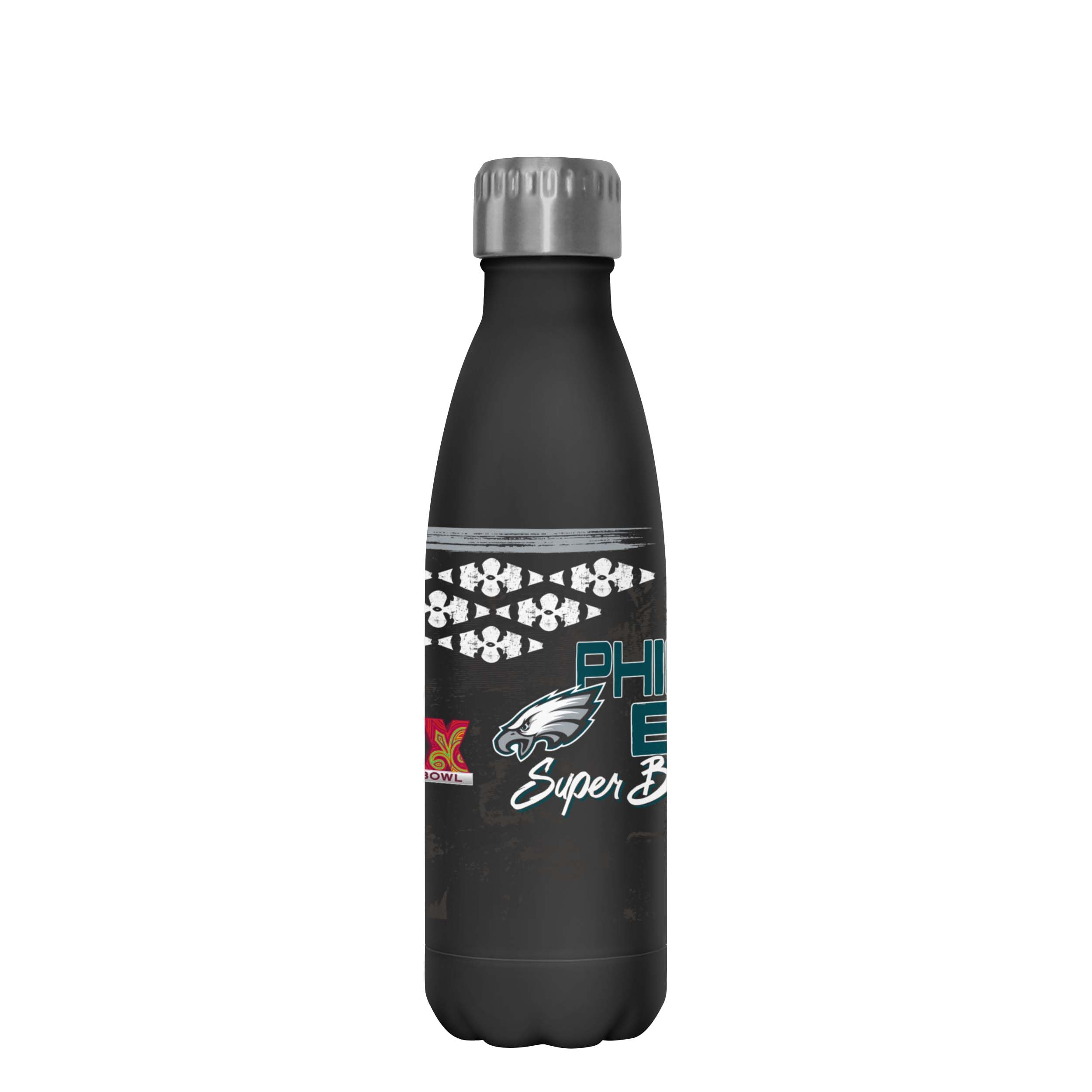 FOCO Philadelphia Eagles NFL Super Bowl LIX Champions 17 oz Stainless Steel Bottle - Stencil Black Diamond - Sports Collectibles, Sports Memorabilia, Sports Fan Shop, Sports Gifts