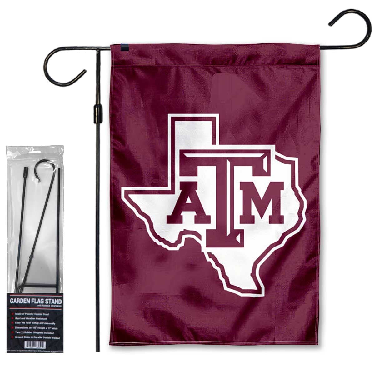 Texas A&M Aggies Lonestar Garden Banner Flag with Stand Pole Holder - Sports Collectibles, Sports Memorabilia, Sports Fan Shop, Sports Gifts