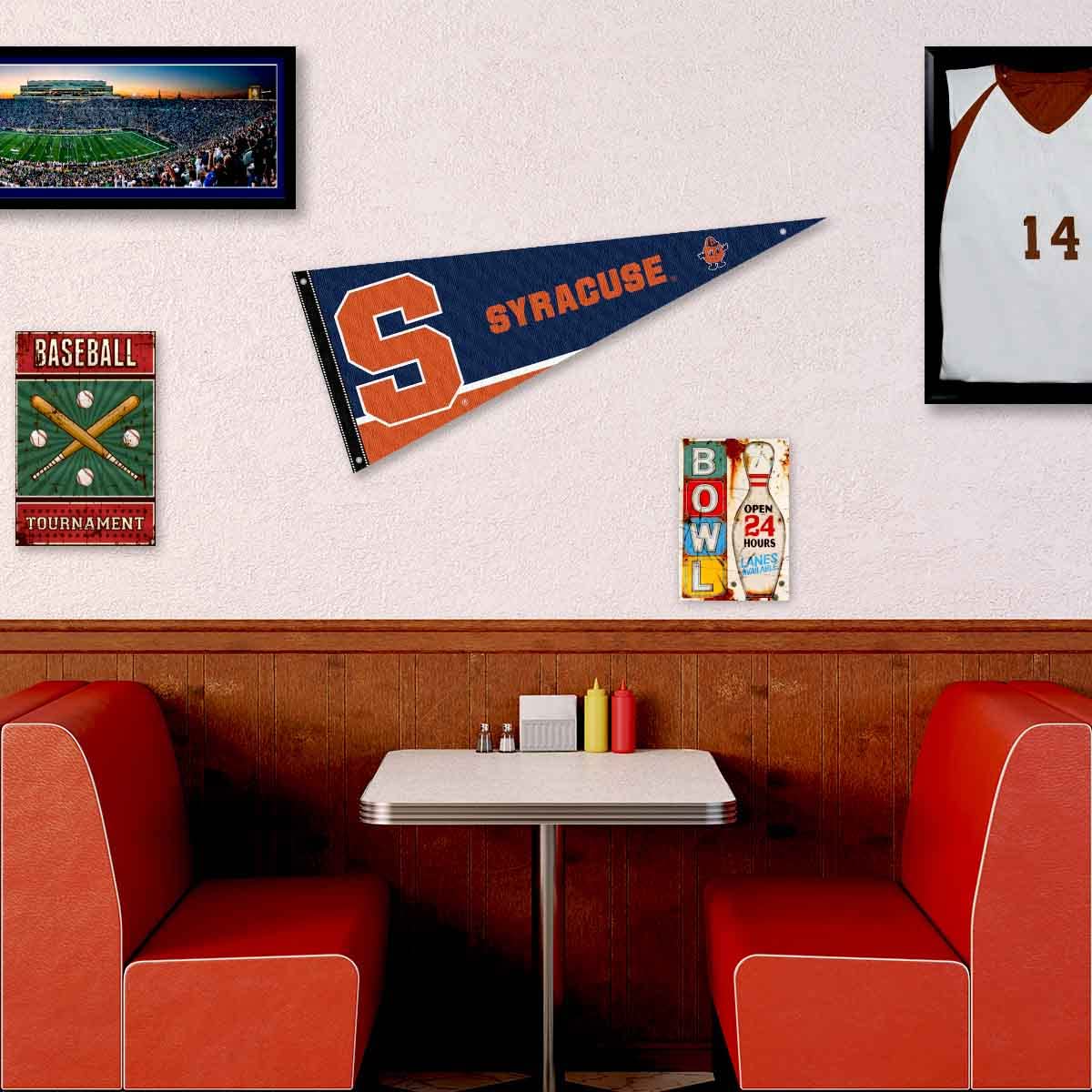 College Flags & Banners Co. Syracuse Orange Pennant Flag and Wall Tack Mount Pads - Sports Collectibles, Sports Memorabilia, Sports Fan Shop, Sports Gifts