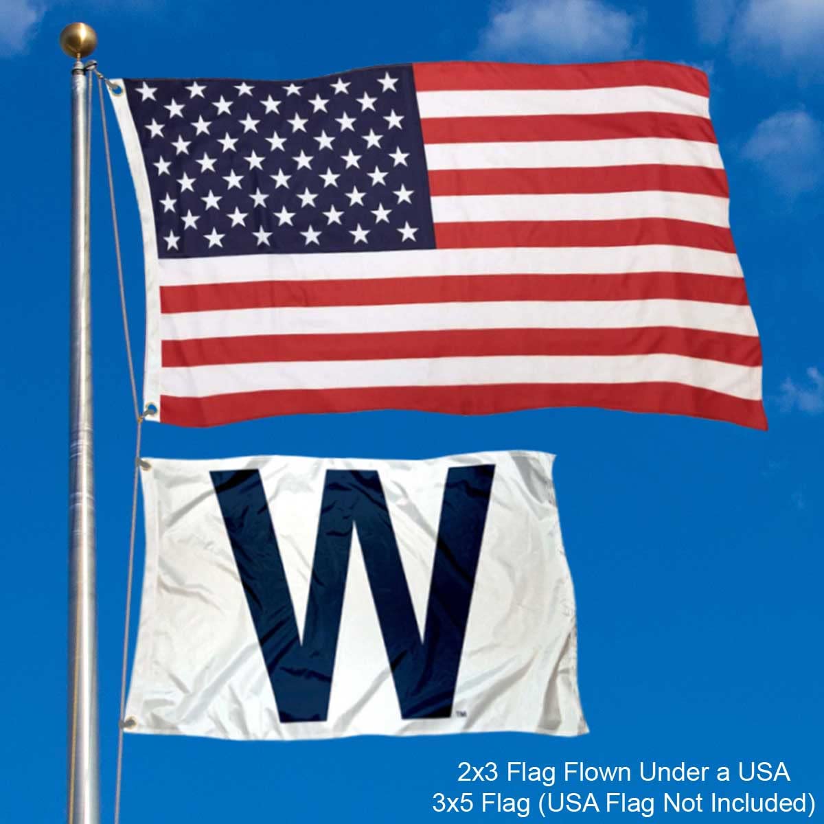 Chicago Baseball W Win 2x3 Foot Flag - Sports Collectibles, Sports Memorabilia, Sports Fan Shop, Sports Gifts