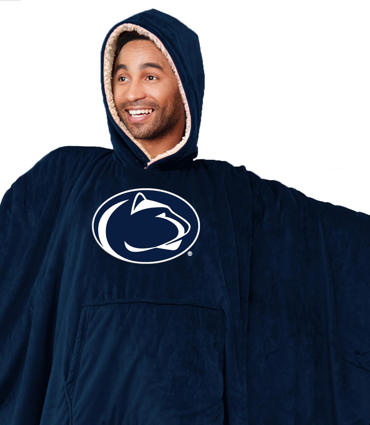 NCAA Penn State Nittany Lions Team Color Bloncho w/Logo Patch & Sherpa - Sports Gifts, Sports Memorabilia, Sports Collectibles, Fan Shop