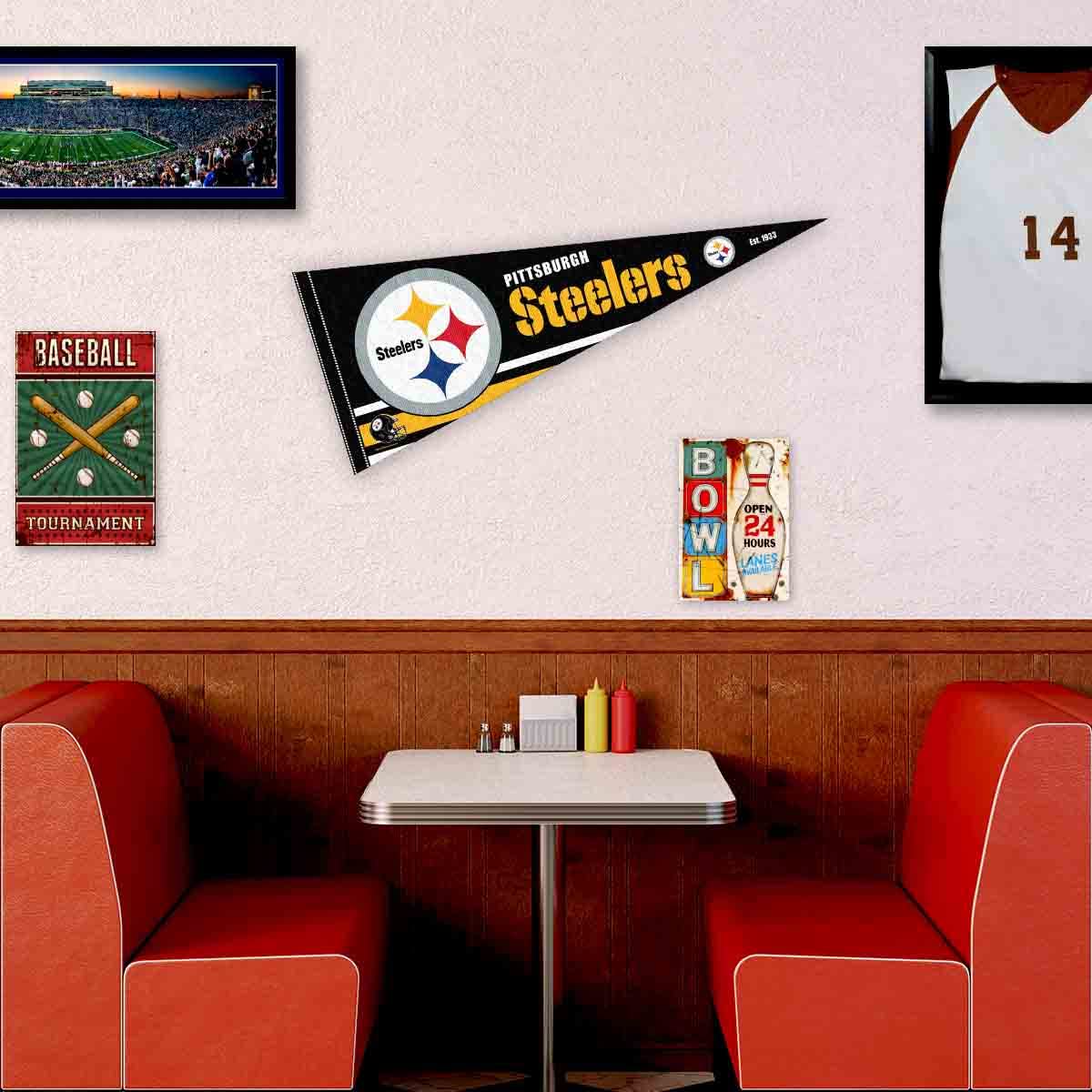 WinCraft Pittsburgh Steelers Pennant Banner Flag - Sports Collectibles, Sports Memorabilia, Sports Fan Shop, Sports Gifts