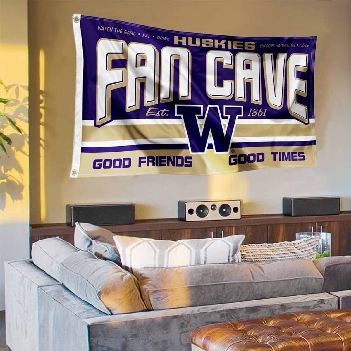 Washington Huskies Fan Man Cave Banner Flag - Sports Collectibles, Sports Memorabilia, Sports Fan Shop, Sports Gifts