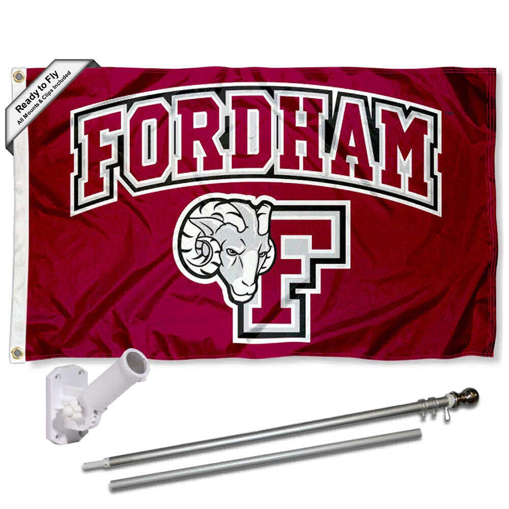 College Flags & Banners Co. Fordham Rams Flag with Pole and Bracket Mount Kit - Sports Collectibles, Sports Memorabilia, Sports Fan Shop, Sports Gifts