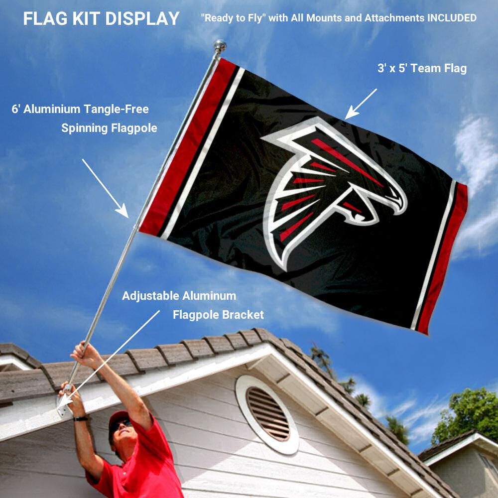 WinCraft Atlanta Falcons Flag Pole and Bracket Kit - Sports Collectibles, Sports Memorabilia, Sports Fan Shop, Sports Gifts