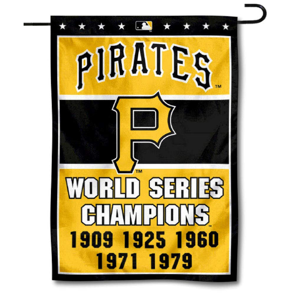 WinCraft Pittsburgh Pirates 5-Time World Series Champions Double Sided Garden Flag - Sports Collectibles, Sports Memorabilia, Sports Fan Shop, Sports Gifts