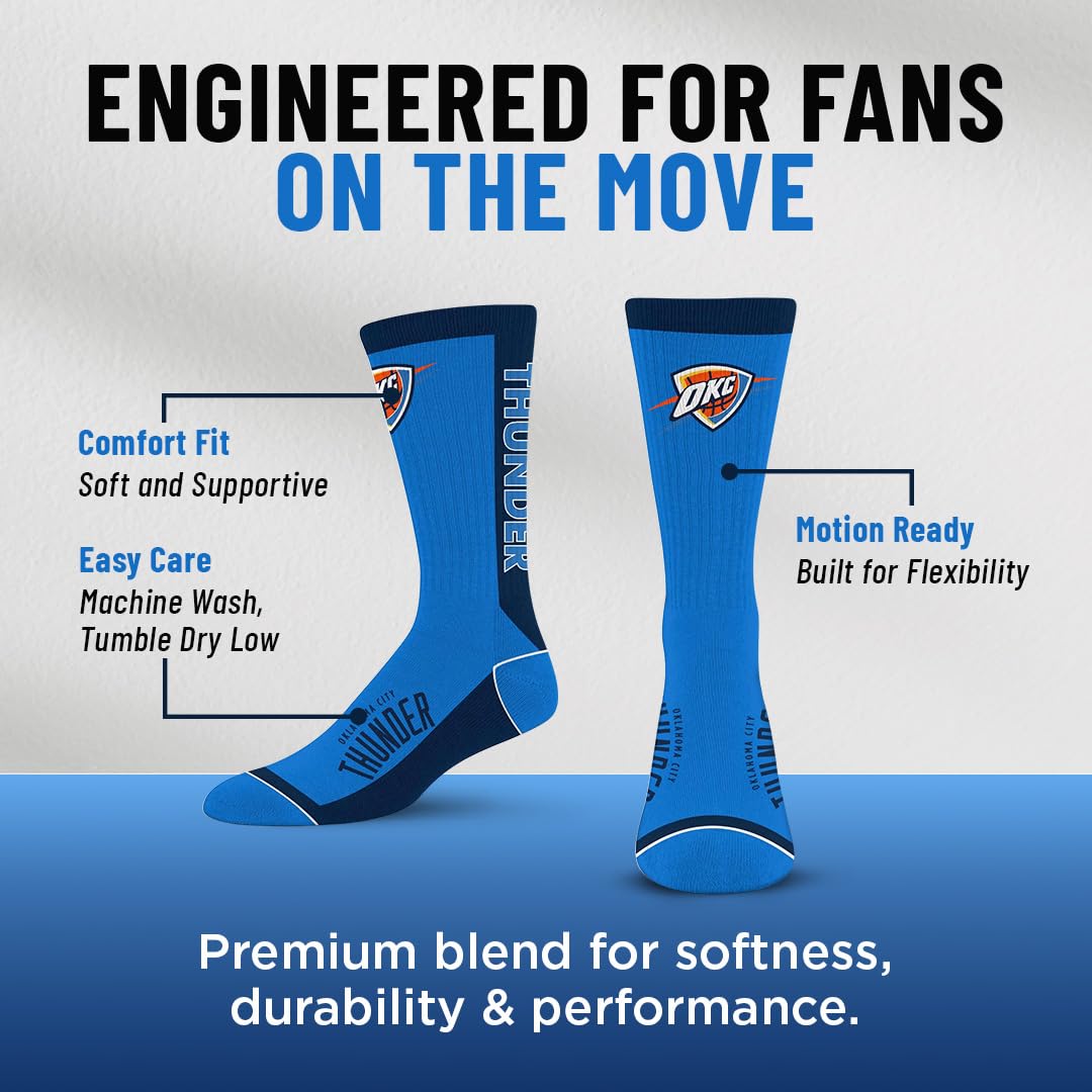 For Bare Feet NBA OKLAHOMA CITY THUNDER MVP Crew Sock Team Color Large