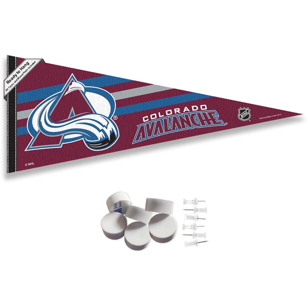 Colorado Avalanche Pennant Flag and Wall Tack Pads Mounts - Sports Gifts, Sports Memorabilia, Sports Collectibles, Fan Shop