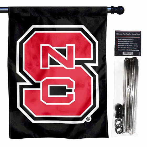 College Flags & Banners Co. NC State Wolfpack Black Banner Flag with Flag Pole Set - Sports Collectibles, Sports Memorabilia, Sports Fan Shop, Sports Gifts