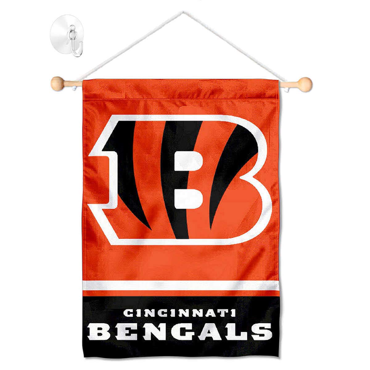 Cincinnati Bengals Banner Window Wall Hanging Flag with Suction Cup - Sports Collectibles, Sports Memorabilia, Sports Fan Shop, Sports Gifts