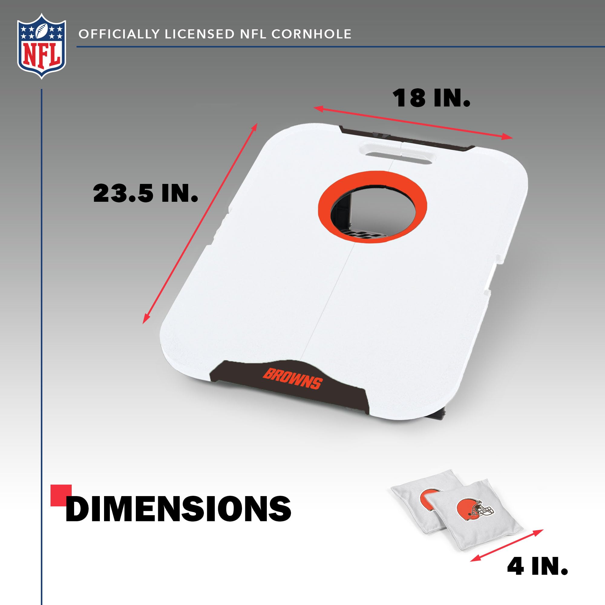Wild Sports NFL Cleveland Browns Pro Football All-Weather Cornhole Set - Travel Bean Bag Toss Set Includes 8 Bean Bags - Sports Collectibles, Sports Memorabilia, Sports Fan Shop, Sports Gifts
