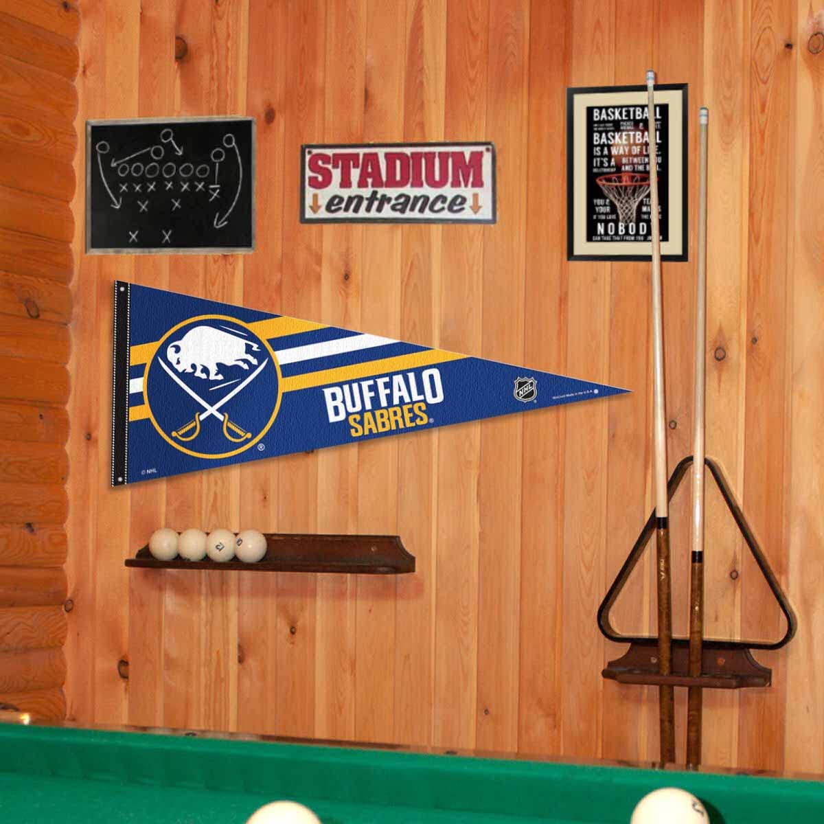 Buffalo Sabres Pennant Flag and Wall Tack Pads Mounts - Sports Gifts, Sports Memorabilia, Sports Collectibles, Fan Shop